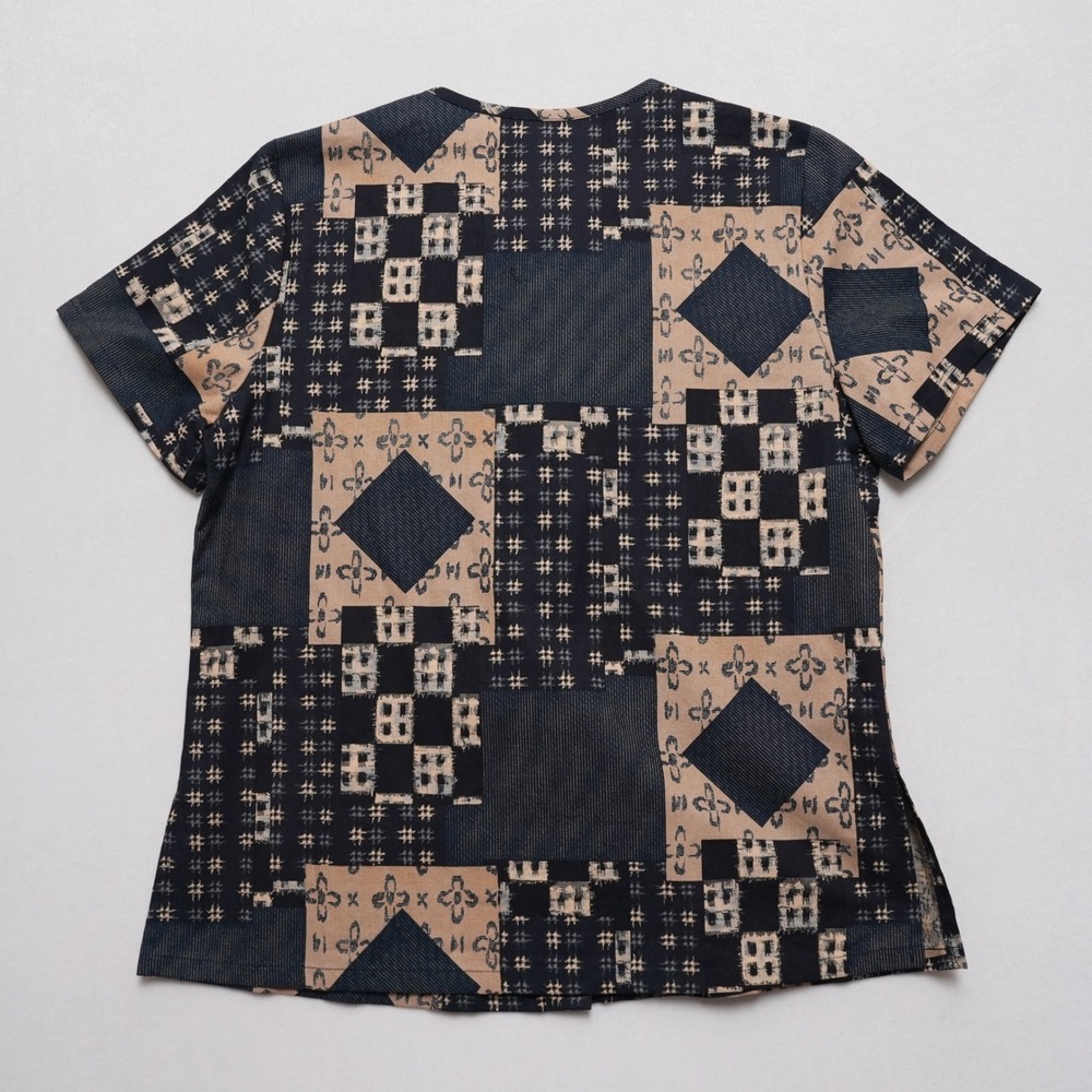 Naturally Yours Hawaii Blouse Small Patchwork Geometric Cotton Top - Picture 10 of 14